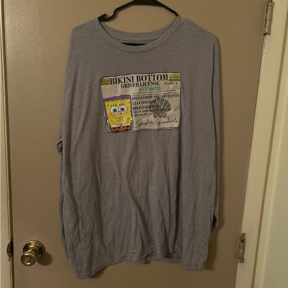 Nickelodeon Gray SpongeBob Long Sleeve Tee